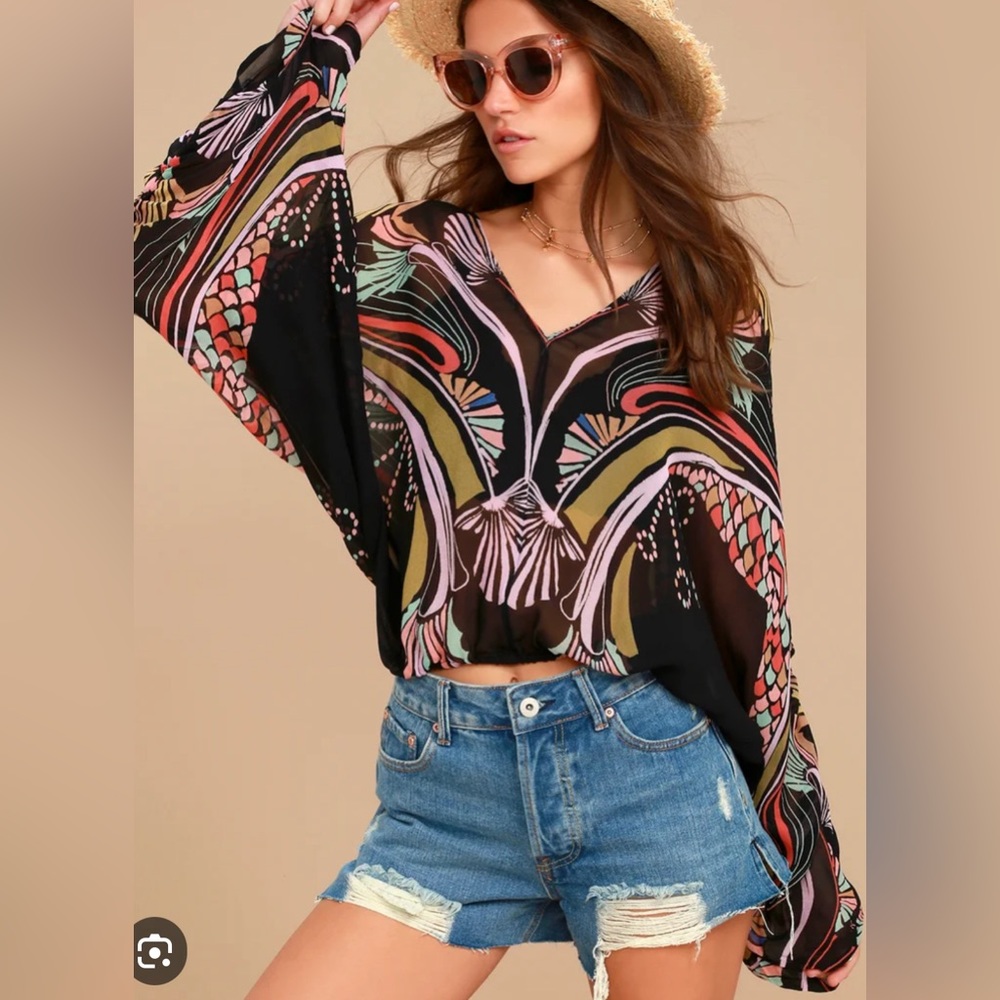 Beautiful FREE PEOPLE Beneath the Sea Blouse